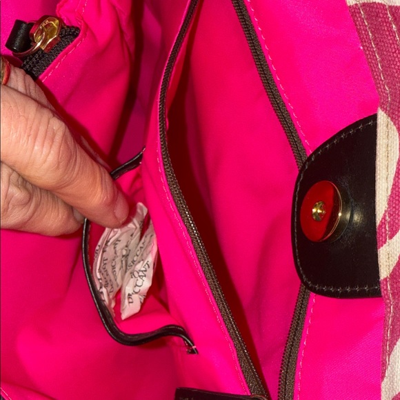 Dooney & Bourke denim Zebra  Tote pink and white - Picture 12 of 16